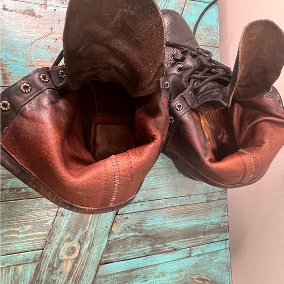 Larry Mahan Vintage Leather Lace up Ankle Boots Size 9.5 EE Western - Picture 12 of 15